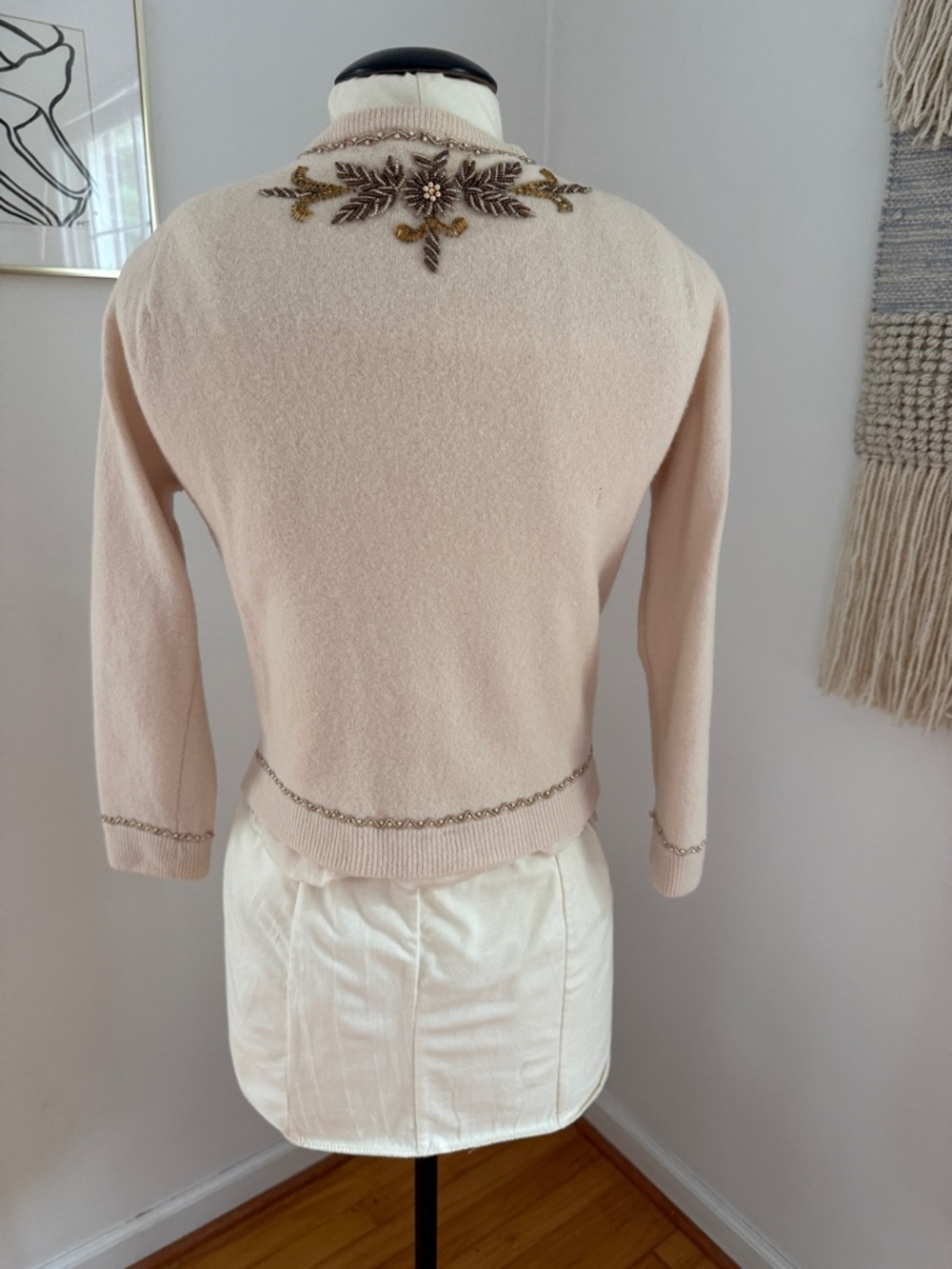 Embroidered Pearl-Button Crewneck Sweater - Picture 6 of 9